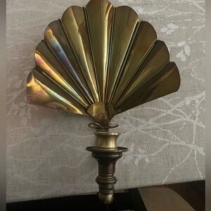 Vintage Hart Associates handcrafted brass fan wall candle stick holder sconce